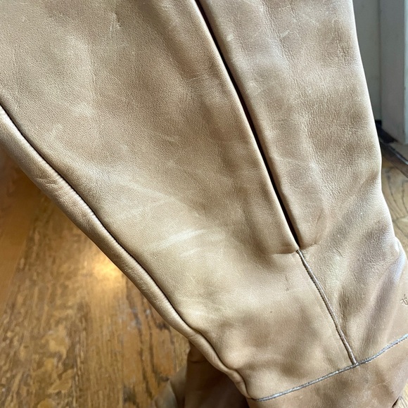 Vintage 1970s Frye Leather Boots Pleated Crissie Style size 9 Beige Tan Neutral - Picture 8 of 10